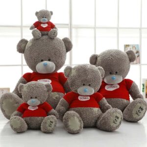 Grey kawaii teddy bear — small stuffed animal