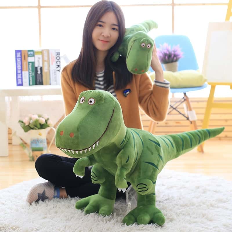 Giant tyrannosaurus rex kawaii plush stuffed animal with friendly expression