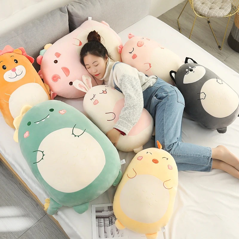 woman sleeping beside different kawaii japanese kawaii stuffed animals plush