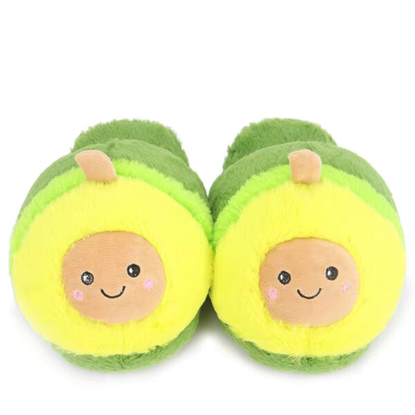 Soft plush kawaii avocado slippers