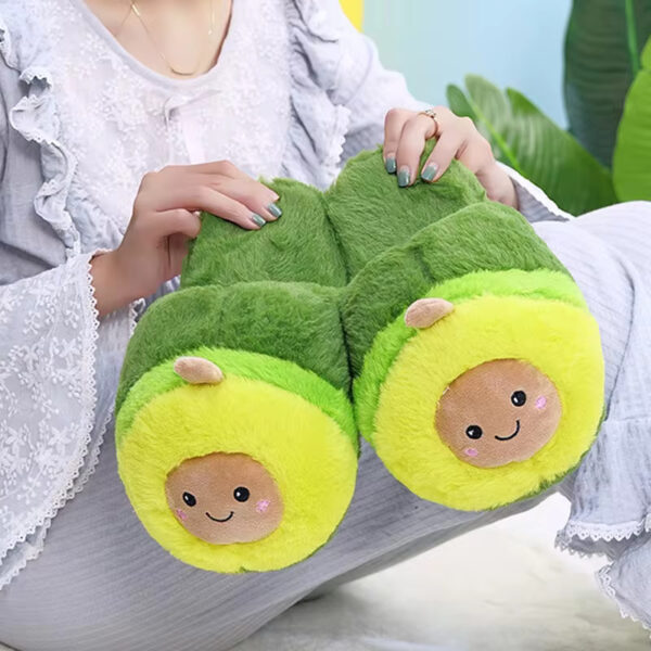 Textured surface of kawaii avocado slippers
