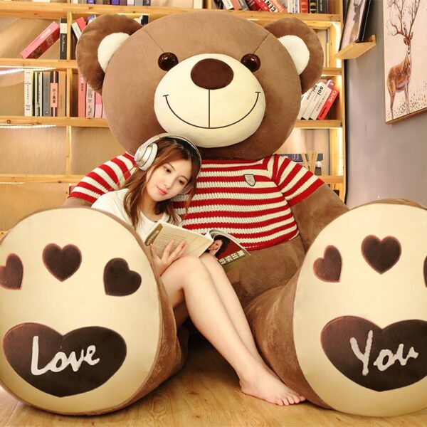 Giant Red and Blue Teddy Bear with Sweater