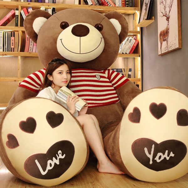 Giant Red and Blue Teddy Bear with Sweater