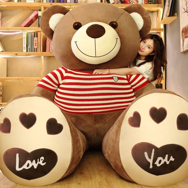 Giant Red and Blue Teddy Bear with Sweater