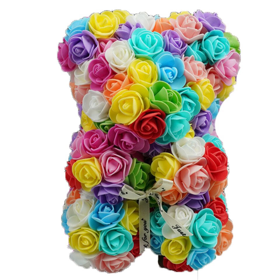 Colourful rose teddy bear variant 1 — vibrant joyful gift