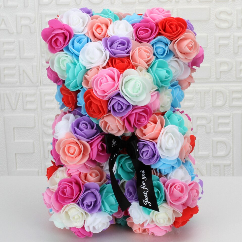 Colourful rose teddy bear variant 2 — bold energetic gift