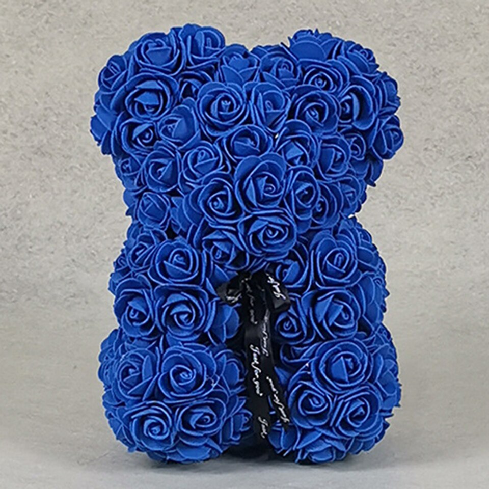 Deep blue rose flower bear — mysterious extraordinary gift