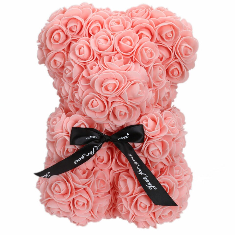 Flesh pink rose flower bear — subtle romantic gift