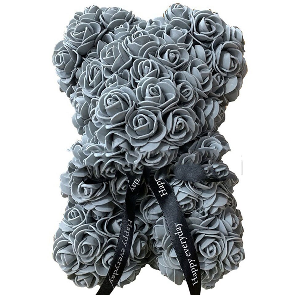 Gray rose teddy bear — sophisticated minimalist gift