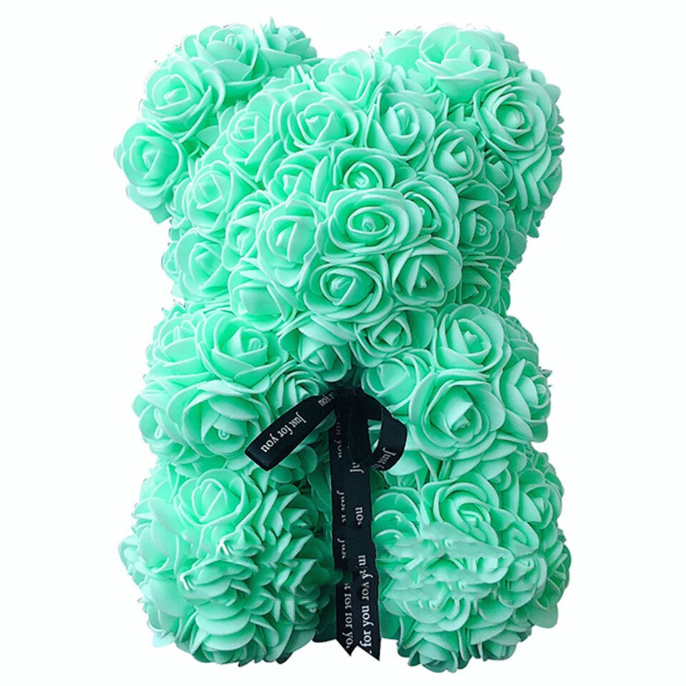 Light green rose flower bear — calming fresh gift