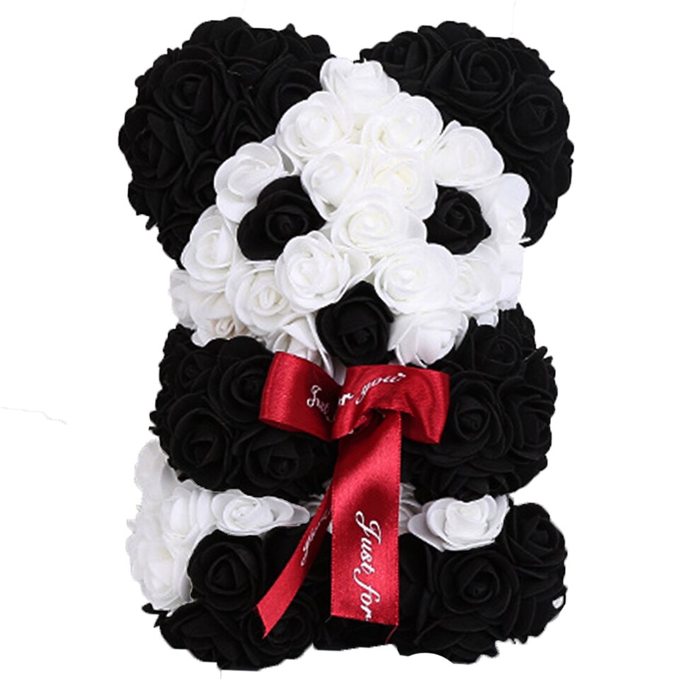 Panda rose flower teddy bear — whimsical gift for children and animal lovers