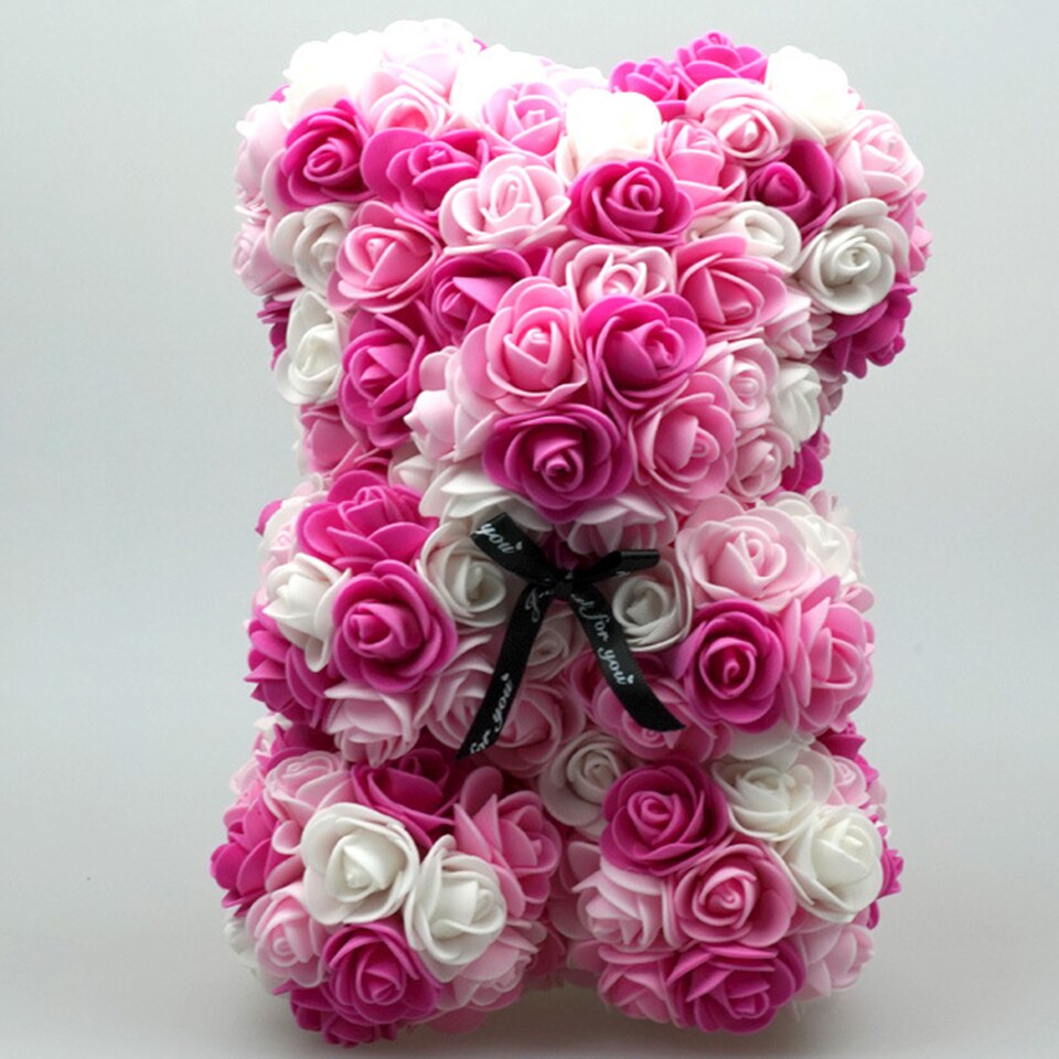 Reos white rose flower bear — elegant understated gift