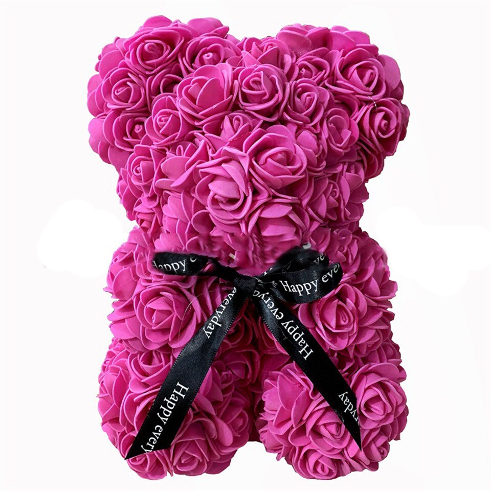 Rose red flower teddy bear — classic red rose bear gift