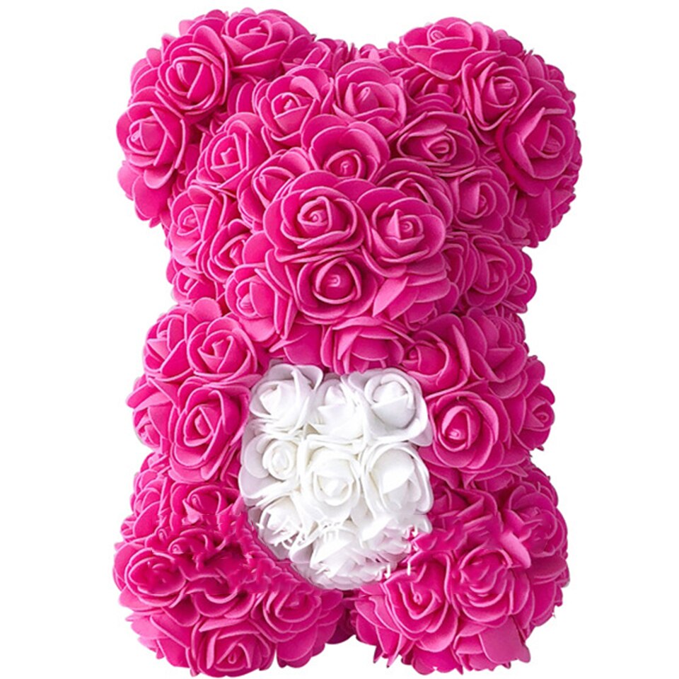 Rose colour flower bear with heart — soft romantic gift
