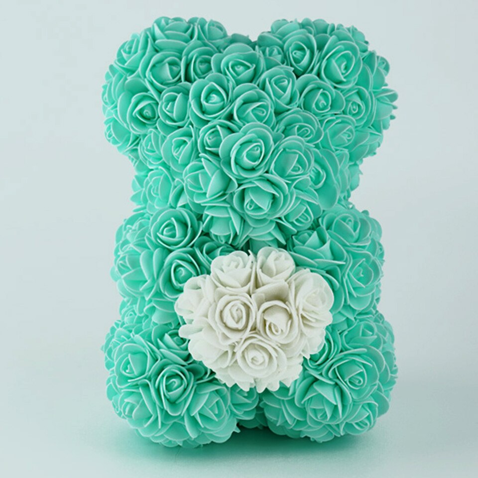 Tiffany blue rose bear with heart — luxury love gift
