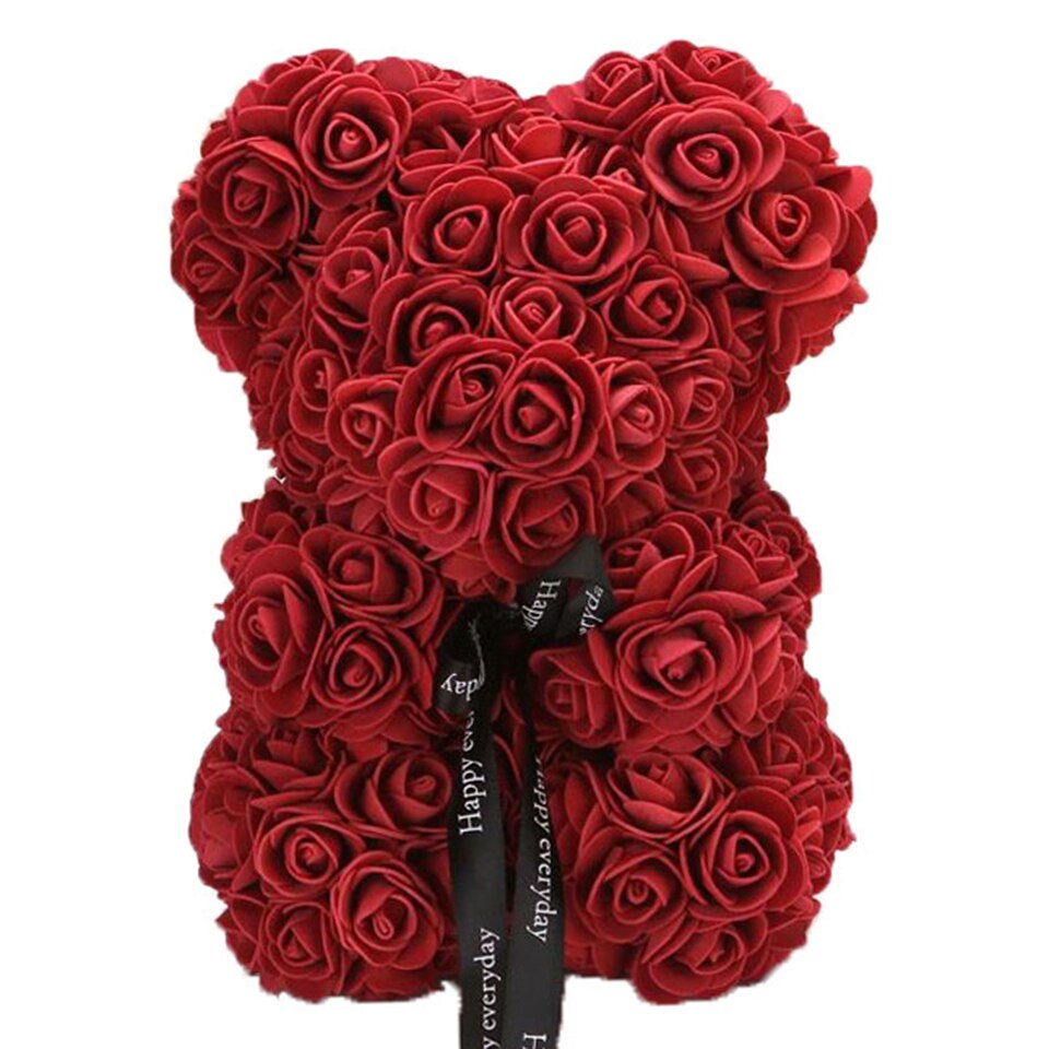 Wine red rose teddy bear — luxurious anniversary gift