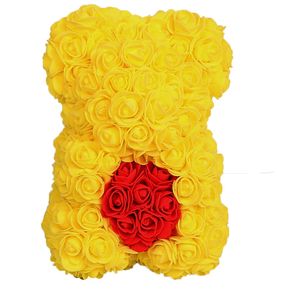 Yellow rose bear with heart — joyful affectionate gift