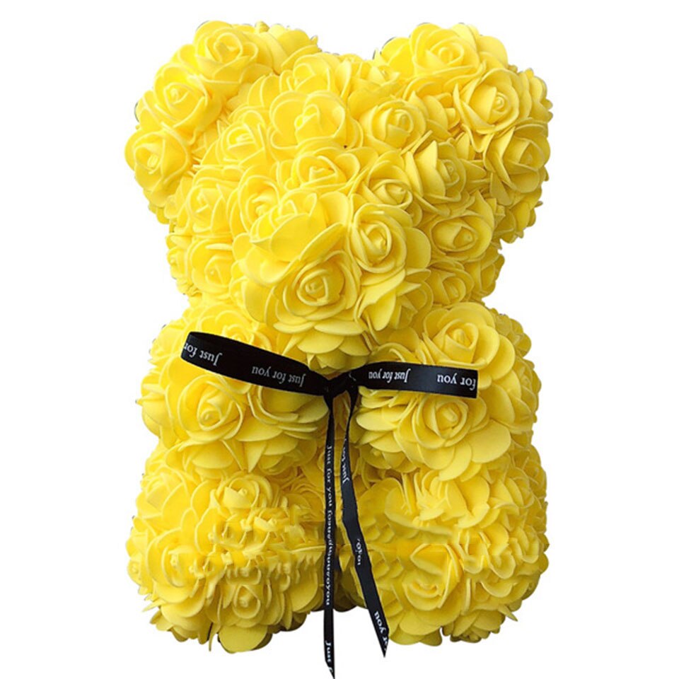 Yellow rose flower teddy bear — cheerful sunshine gift for best friend