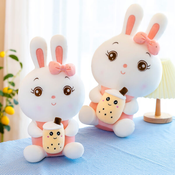 cute Bunny Holding Boba Plush