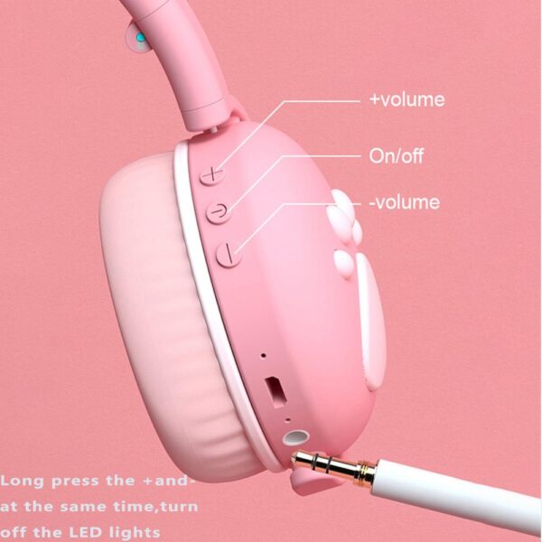 Kawaii Cat Ears & Paw Glowing Headphones