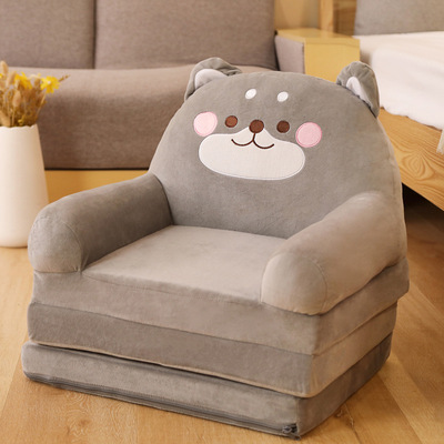 Kawaii Folding Kids Sofa - Three Layer Folding Grey Dog Kids Sofa