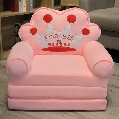 Kawaii Folding Kids Sofa - Three Layer Folding Pink Crown Kids Sofa