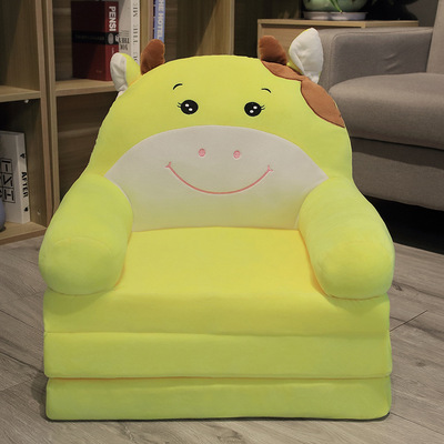 Kawaii Folding Kids Sofa - Three Layer Folding Yellow Cow Kids Sofa