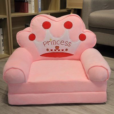 Kawaii Folding Kids Sofa - Two Layer Folding Pink Crown Kids Sofa