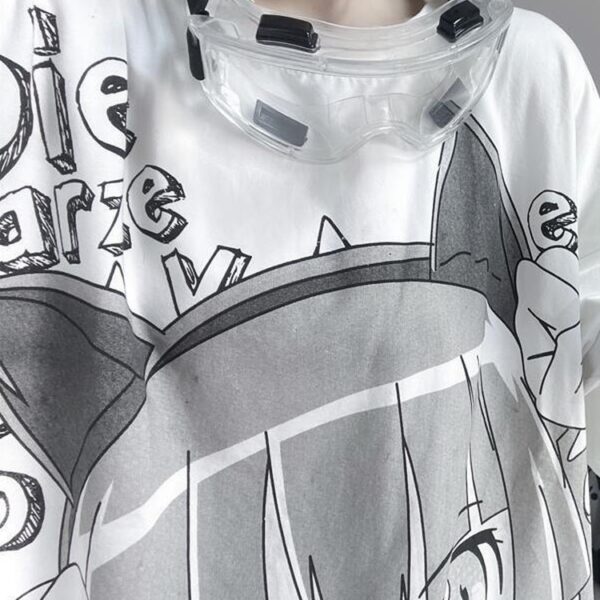 Japanese Fashion Women's Oversized Summer Top Short Sleeve