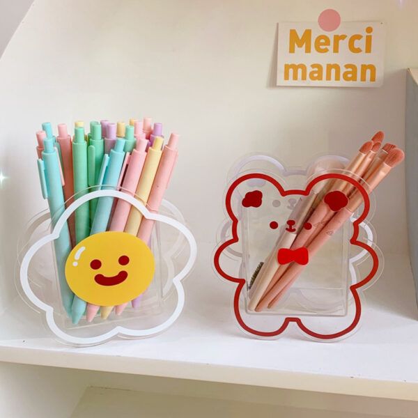 Kawaii Cartoon Transparent Pen Holder Desktop Organizer