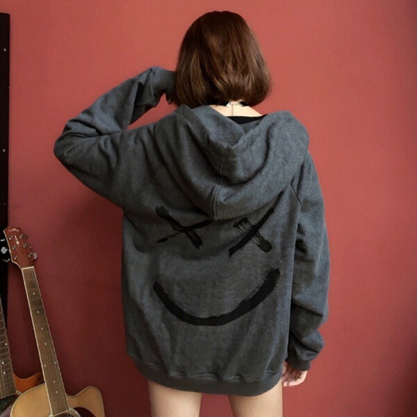 Unisex Oversized Smile Design Streetwear Hoodies