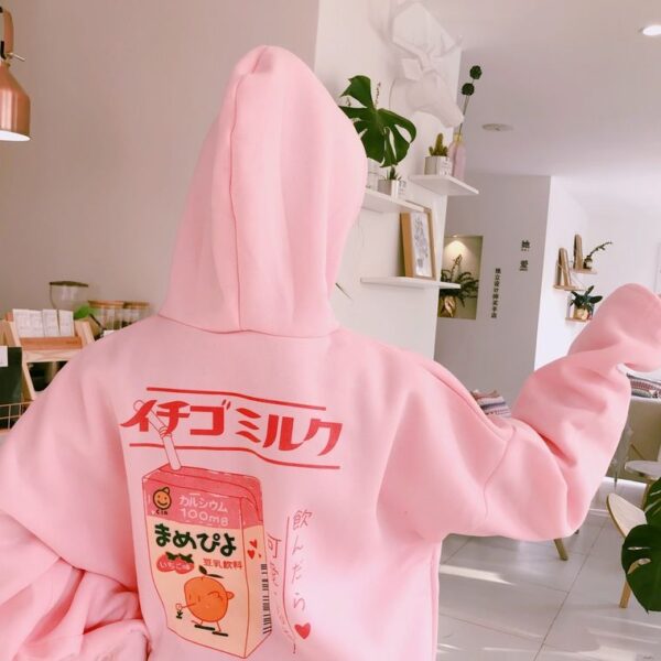 Japanese Kawaii Strawberry Milk Box Hoodie