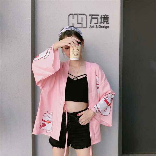 Kawaii Cat Japanese Women Kimono