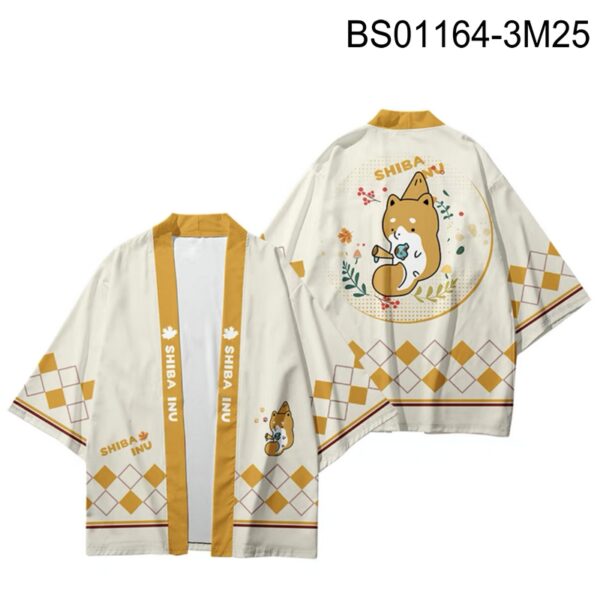 Kawaii Japanese Shiba Inu Kimono - 3M25, S