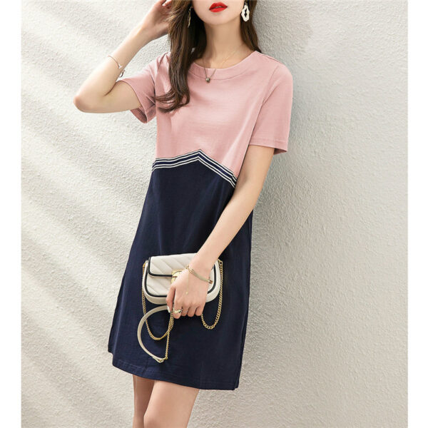 Women Simple Style Loose Cotton Mini Dress