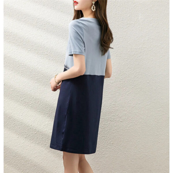 Women Simple Style Loose Cotton Mini Dress