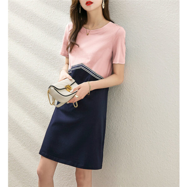 Women Simple Style Loose Cotton Mini Dress