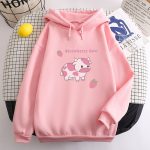 Kawaii Strawberry Cow Womens Oversized Hoodie