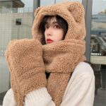 Kawaii Bear Hand Warmer Scarf Combo