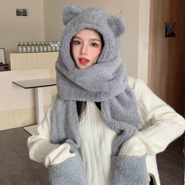 Kawaii Bear Hand Warmer Scarf Combo