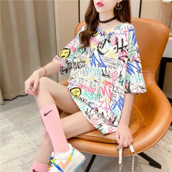 Korean Style Oversized Graphic Tees For Women