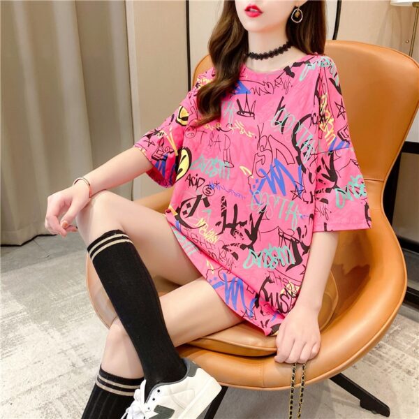 Korean Style Oversized Graphic Tees For Women