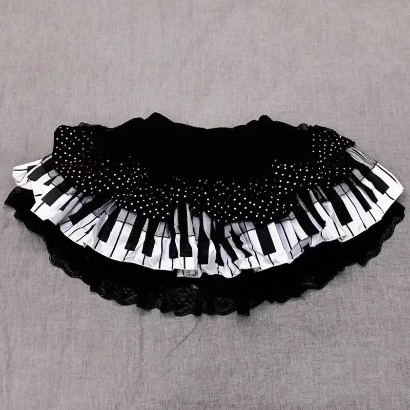 Gothic lolita piano key wave dot lace skirt — kawaii fashion