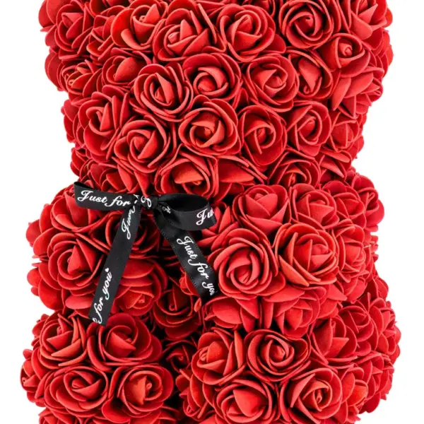 Red Rose Teddy Bear Side View Angle