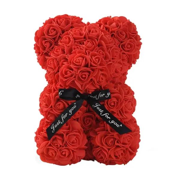 Red Rose Teddy Bear Front View
