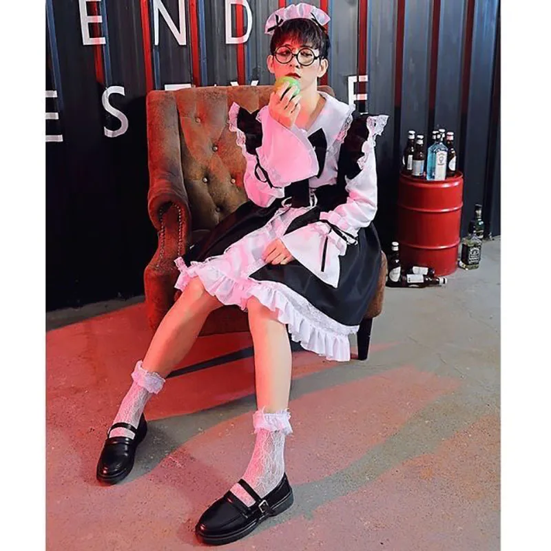 Woman in maid dress cosplay — kawaii lifestyle fashion