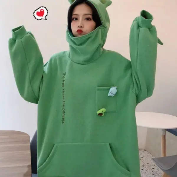 Woman wearing Frog Hoodie
