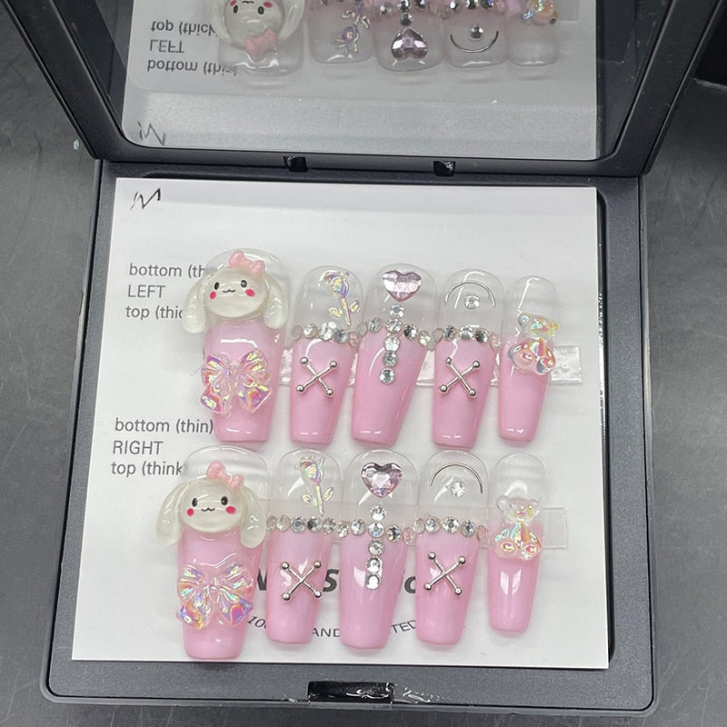 Pink Puppy Press On Nails — Kawaii Stuffed Animal | Kawaii Merchandise
