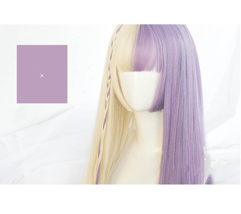 Split lavender lolita wig with bangs — fairy kei kawaii hair