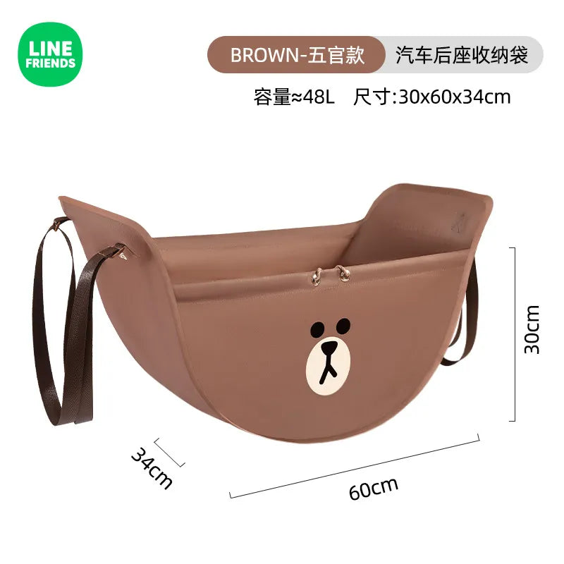 Brown Bear Car Seat Storage Bag in Dark Brown - Kawaii Merchandise